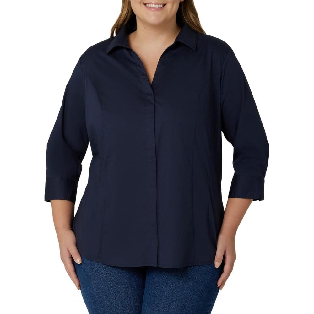 imageRiders by Lee Indigo Womens Plus Size Easy Care Sleeve Woven ShirtDark Navy