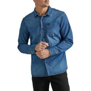 Lee Men’s All Purpose Classic Fit Long Sleeve Shirt(Denim Medium Wash Indigo)
