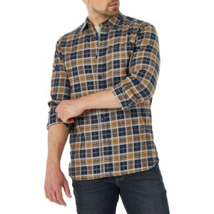 Lee Men’s All Purpose Classic Fit Long Sleeve Shirt(Navy/Brown Plaid – Stretch Twill)