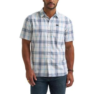 Lee Men’s All Purpose Classic Fit Short Sleeve Shirt(Orion Blue/White Plaid)