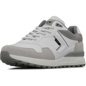 Lee Men’s Damien Retro Jogger Fashion Sneaker(White/Cement/Grey)