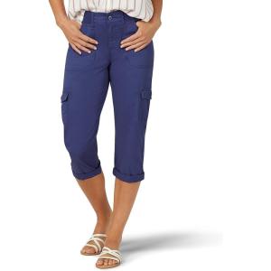 Lee Women’s Relaxed Fit Austyn Knit Waist Cargo Capri Pant(Ink Blue)