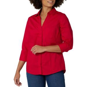 Riders by Lee Indigo Women’s Bella Easy Care Quarter Sleeve Woven Shirt(Classic Red)