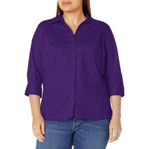 Riders by Lee Indigo Womens Plus Size Easy Care ¾ Sleeve Woven Shirt(Parachute Purple)