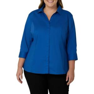 Riders by Lee Indigo Womens Plus Size Easy Care ¾ Sleeve Woven Shirt(True Blue)