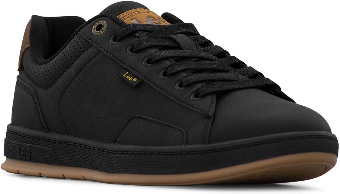 imageLee Mens Dante Retro Court Fashion SneakerBlack MonoGum