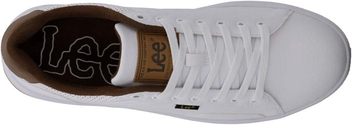imageLee Mens Dante Retro Court Fashion SneakerWhiteBritish Tan