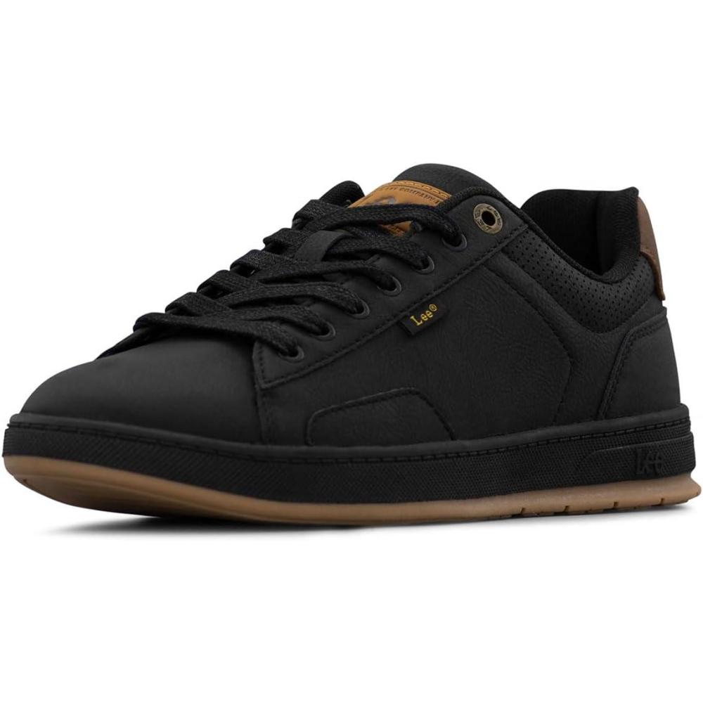 imageLee Mens Dante Retro Court Fashion SneakerBlack MonoGum