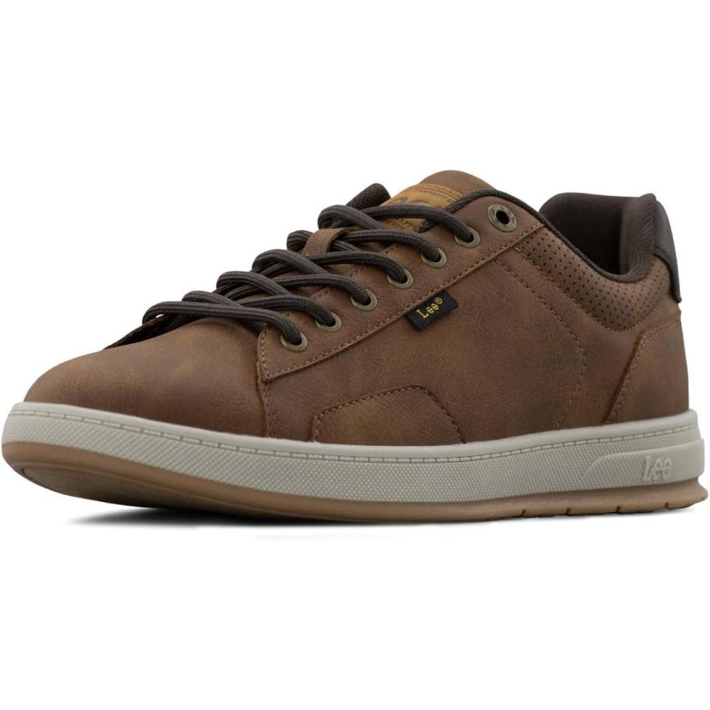 imageLee Mens Dante Retro Court Fashion SneakerBritish TanChocolate
