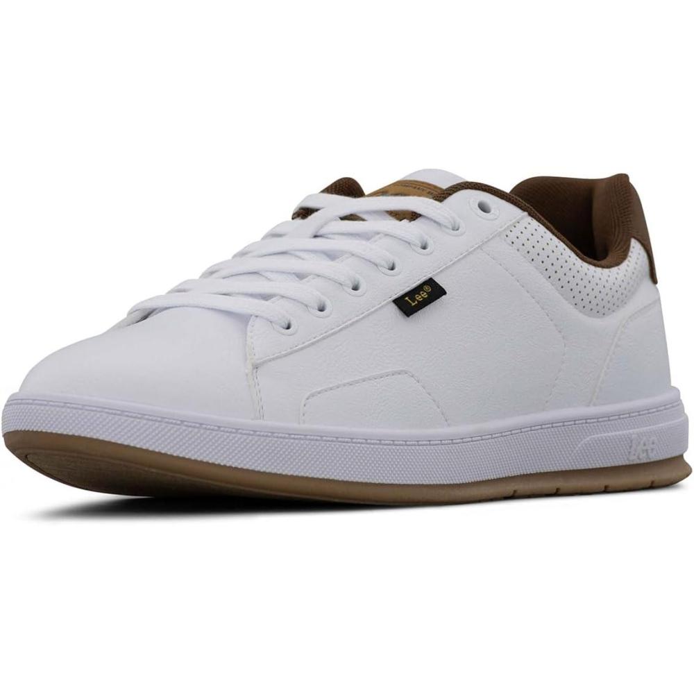 imageLee Mens Dante Retro Court Fashion SneakerWhiteBritish Tan