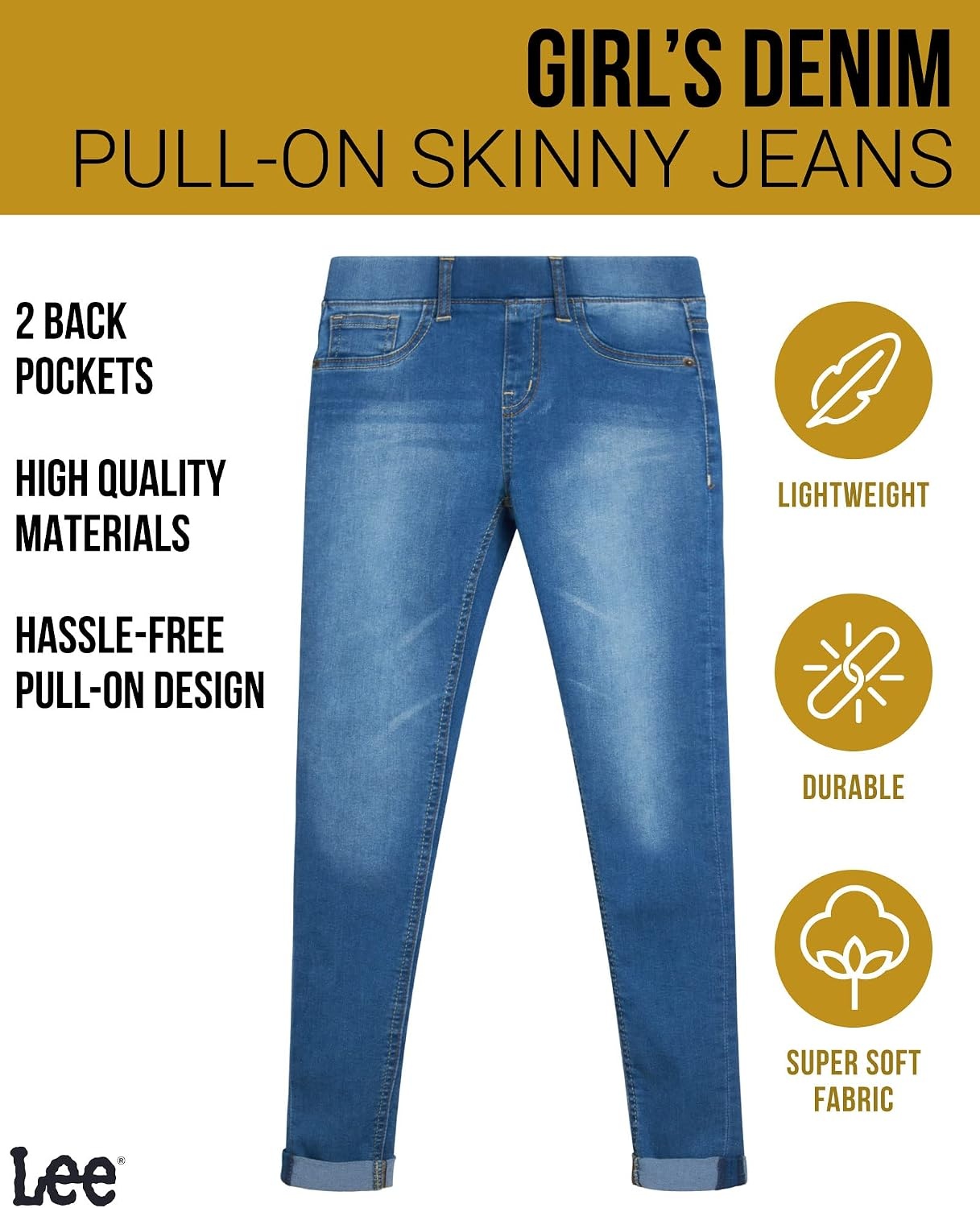 image:imageLee Girls Jeggings Pull On Super Stretch Denim Skinny Jeans for Girls 46XCielo